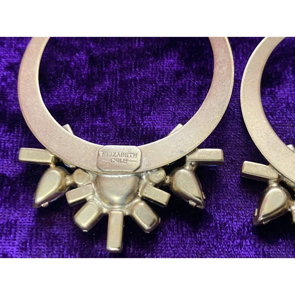 Elizabeth‎ Cole Pink Crystal Drop Dangle Earrings Speckled Cabs Hoops Post Glam - Picture 8 of 9